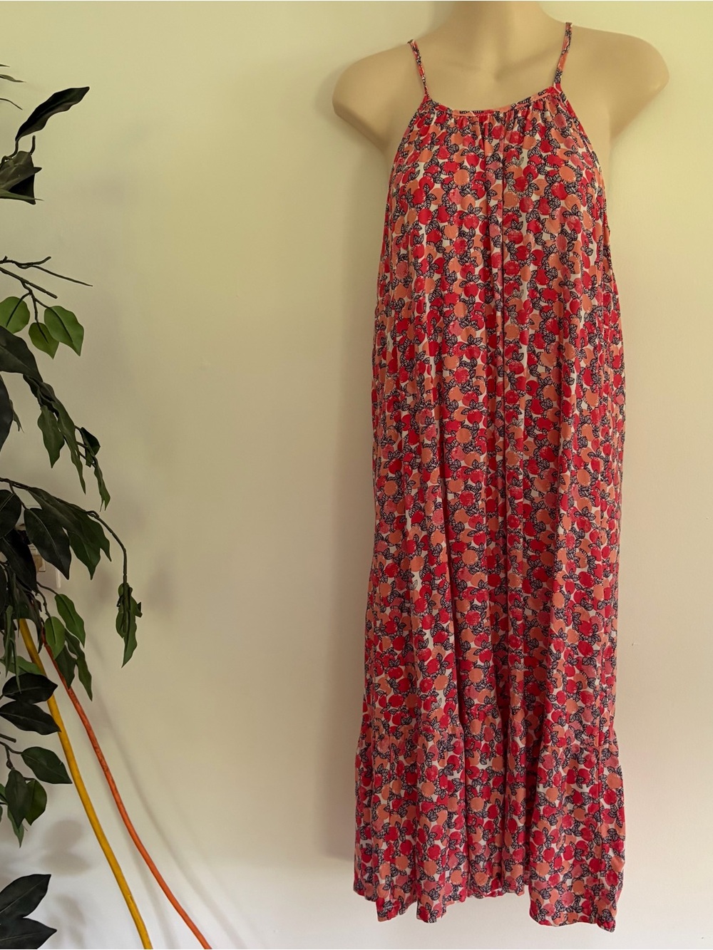 Peyton & Parker midi dress Citrus Pattern 🍊 Size Small Halter Neck Sundress